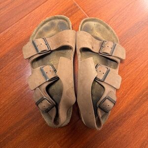 Birkenstock Brown Suede Triple-Buckle Women’s Sandals